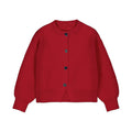 Red Cardi with Silver Heart Buttons