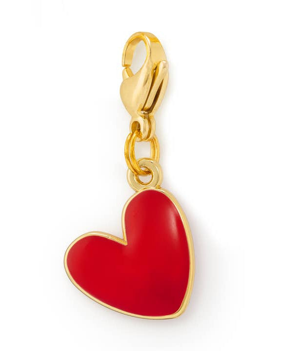 Red heart dog collar charm with glossy finish for cute pet accessories, perfect for adding color and personality to everyday collars