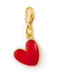 Red heart dog collar charm with glossy finish for cute pet accessories, perfect for adding color and personality to everyday collars