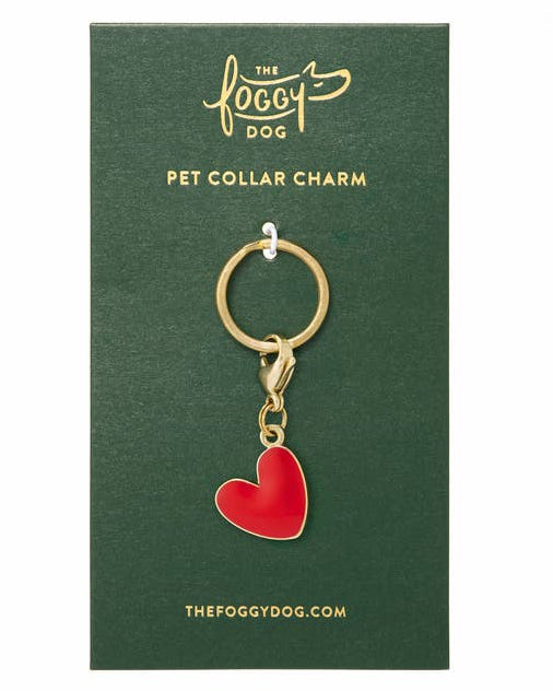 Bright red heart charm for dog collars adding playful flair and decorative style, perfect for everyday wear and gifting