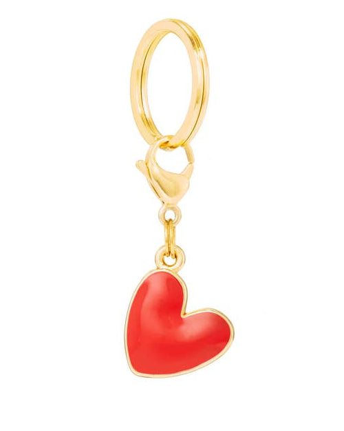 Red dog collar charm with heart shape design for stylish accessories, ideal for French Bulldogs, Pugs, and small dogs