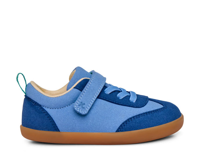 Side view of Ten Little Retro Suede Sneakers - Retro Blue. Available at www.tenlittle.com