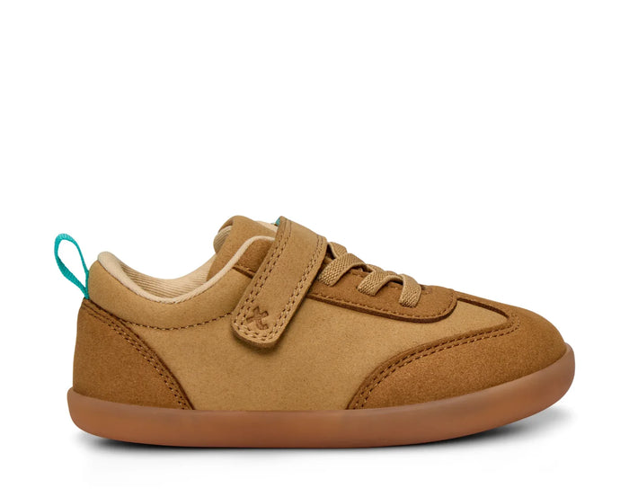 Side view of Ten Little Retro Suede Sneakers - Retro Tan. Available at www.tenlittle.com