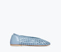 Freda Salvador Riley open weave ballet flat in sky blue, front view showing breathable woven design and sleek silhouette.