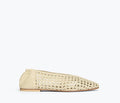 Freda Salvador Riley open weave ballet flat in vanilla color, front view showing breathable open weave design and sleek flat style.
