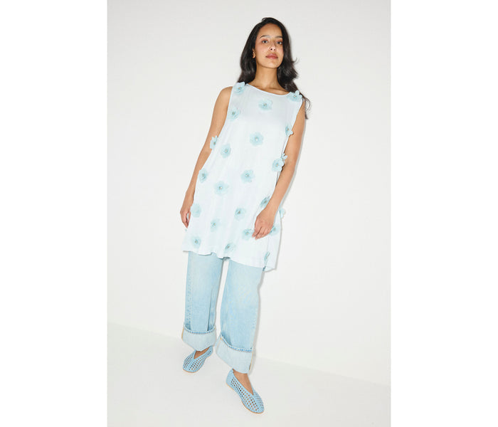 Sky blue Freda Salvador Riley open weave ballet flat with breathable knit upper and soft sole, stylish and comfortable for everyday wear.