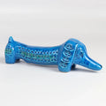 Bitossi Rimini Blue Dachsund Dog on white background.