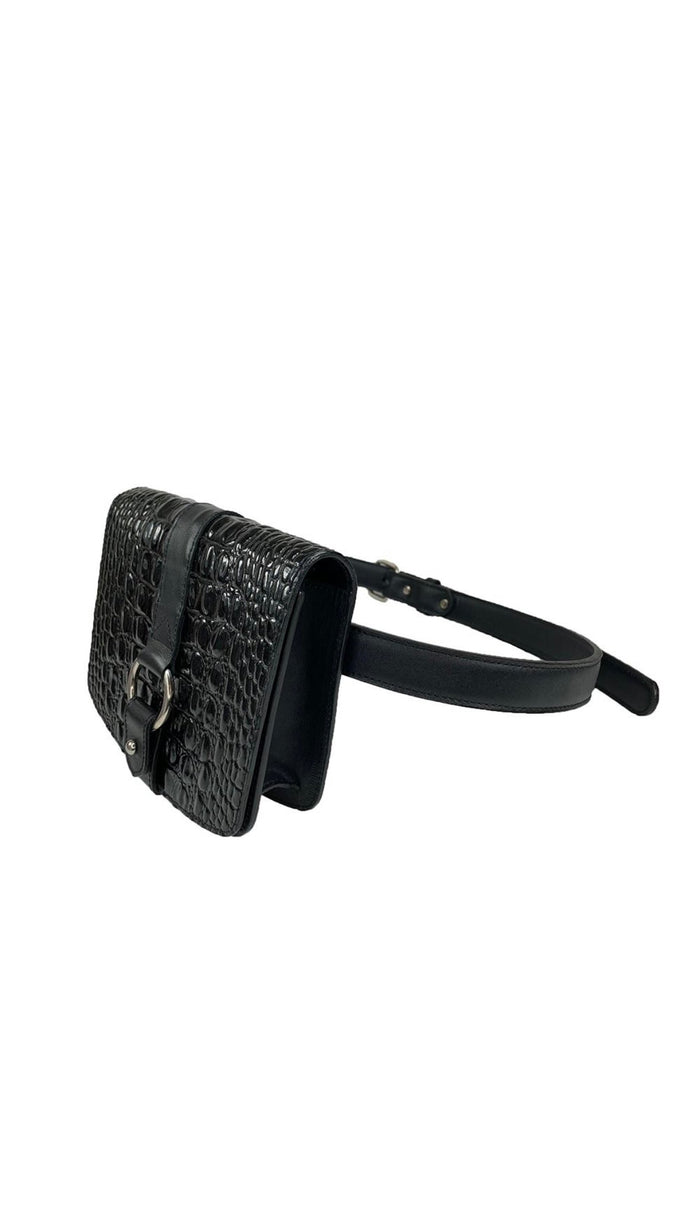 Rinny- Croc Embossed Leather Belt bag