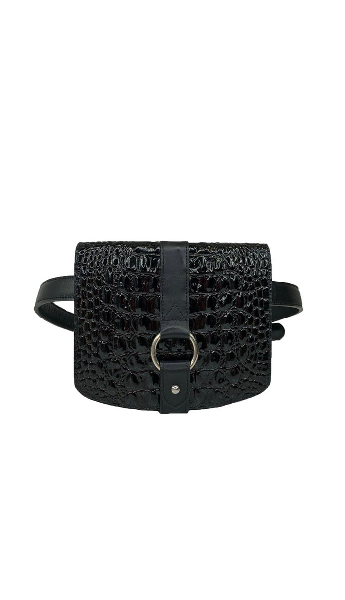 Rinny- Croc Embossed Leather Belt bag