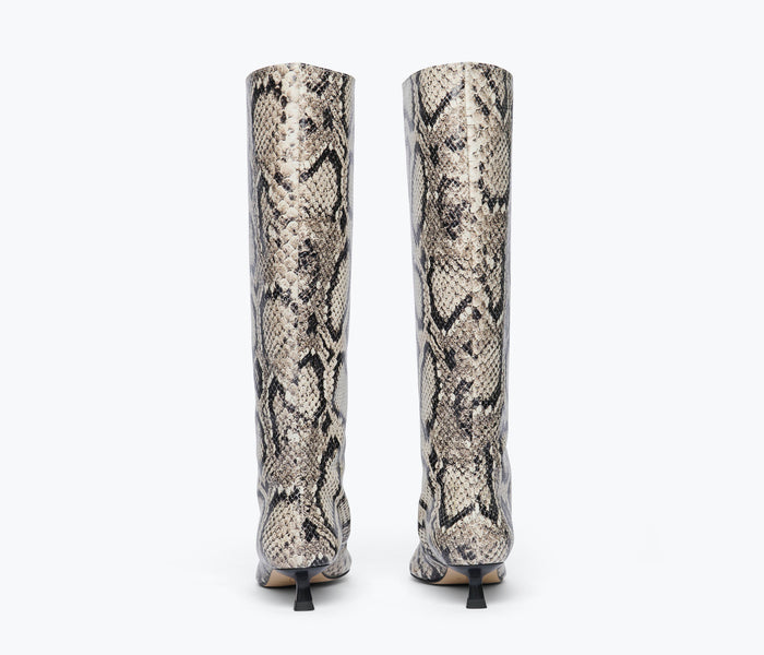 Freda Salvador Robyn tall boot with snake-embossed back and sleek leather design, stylish and elegant footwear for women.