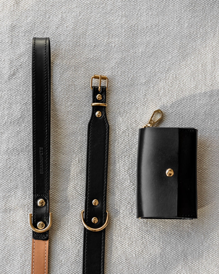 Leather Waste Bag Dispenser in Black Product Image Detail