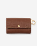 Chocolate leather dog waste bag holder, compact and stylish for walks