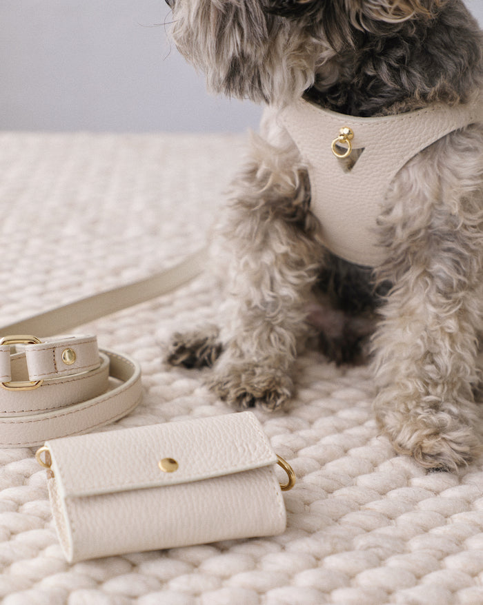 Rocco Ivory Leather Waste Bag Holder