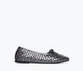 Freda Salvador Roma round toe ballet flat in gunmetal with a sleek, minimalist design and smooth leather upper.