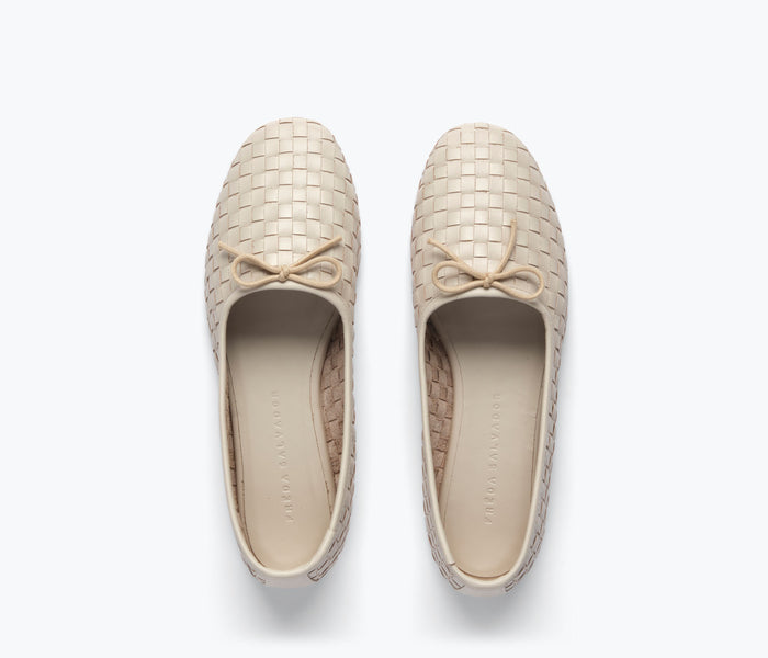 FREDA SALVADOR Roma round toe ballet flat with crystal embellishments, featuring a sleek flat design and elegant style.