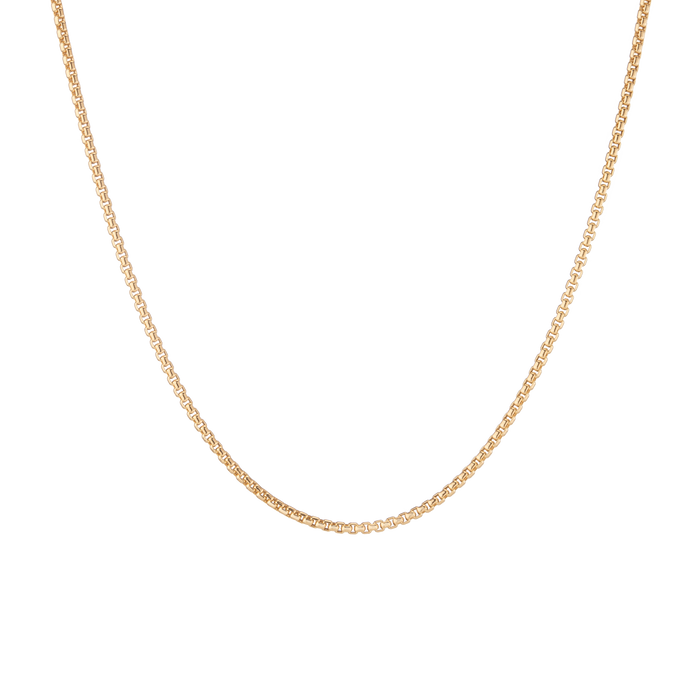 Round Box Chain Necklace Vermeil 14k Yellow Gold 16in 18in 20in 22in First