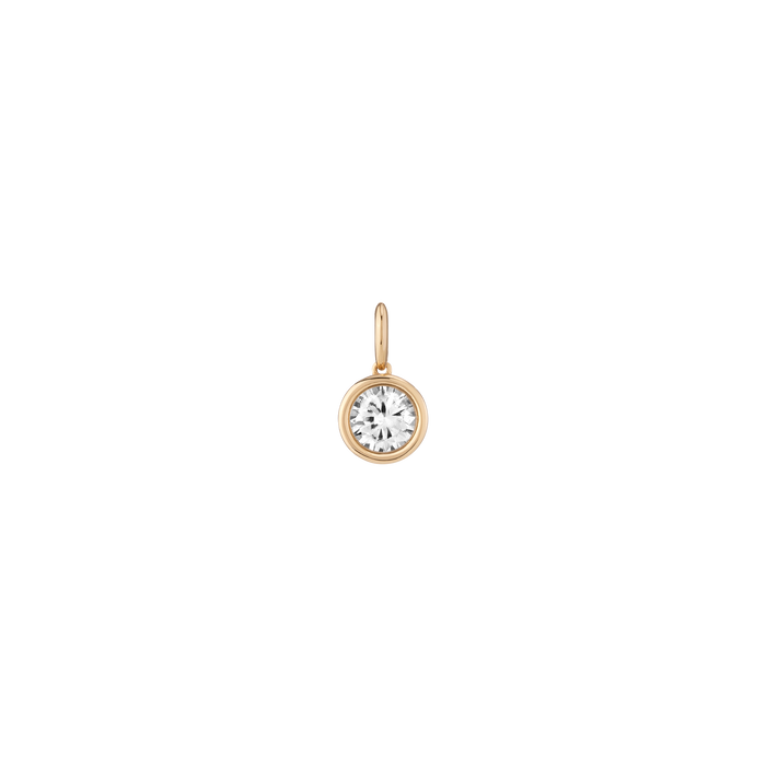 Round Lab Grown White Sapphire Bezel Pendant Vermeil Yellow Gold First
