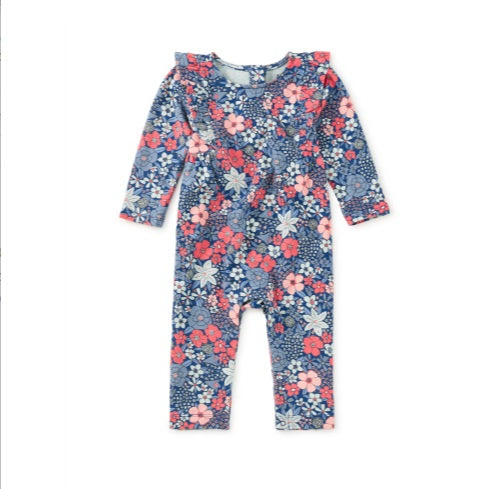 Ruffle Shoulder Baby Romper- Chelsea Garden