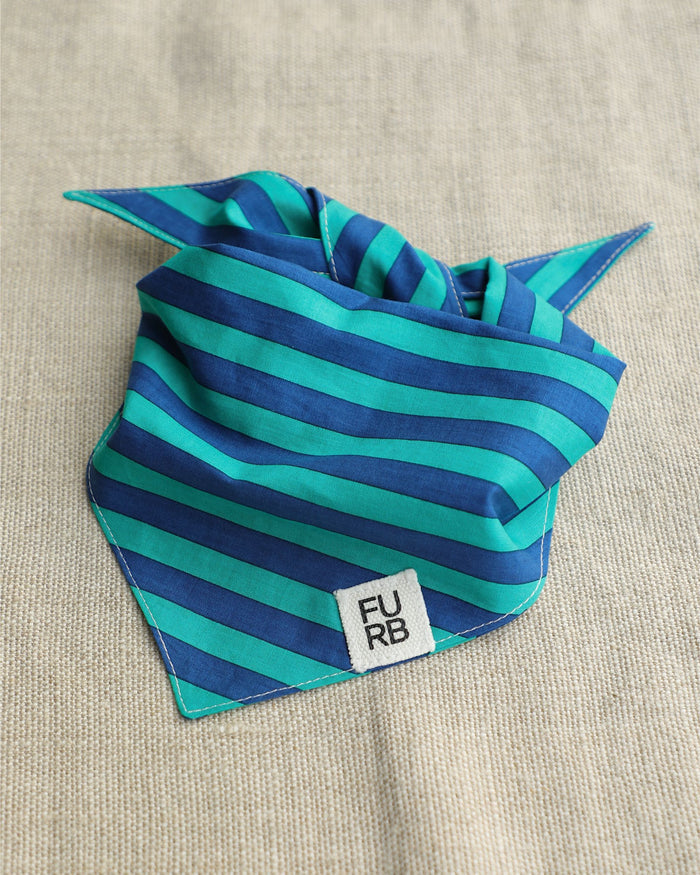 Saltwater Taffy Blue + Green Stripe Bandana dog bandana with blue green striped