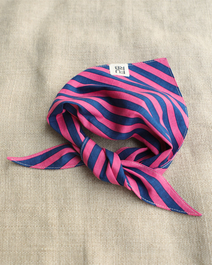 Pink Blue Striped dog bandana – Saltwater Taffy Pink + Blue Stripe Bandana