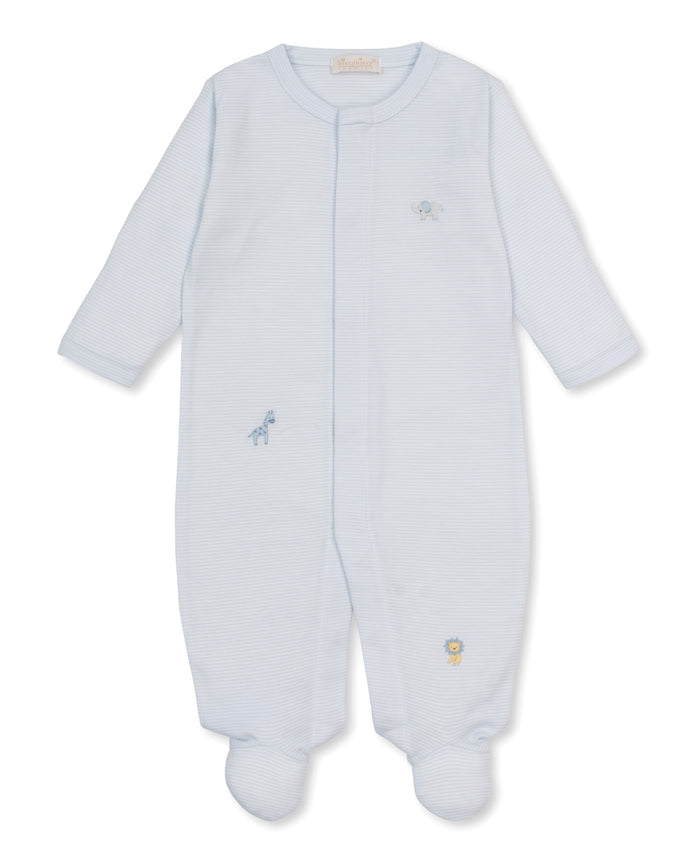 SCE Jungle Hang Out Blue Hand Emb. Stripe Footie