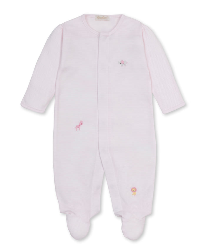 SCE Jungle Hang Out Pink Hand Emb. Stripe Footie