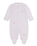 SCE Jungle Hang Out Pink Hand Emb. Stripe Footie