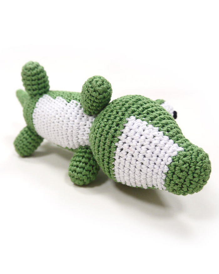 soft crochet pet toy with squeaker inside, designed to support dental health and playful chewing habits
