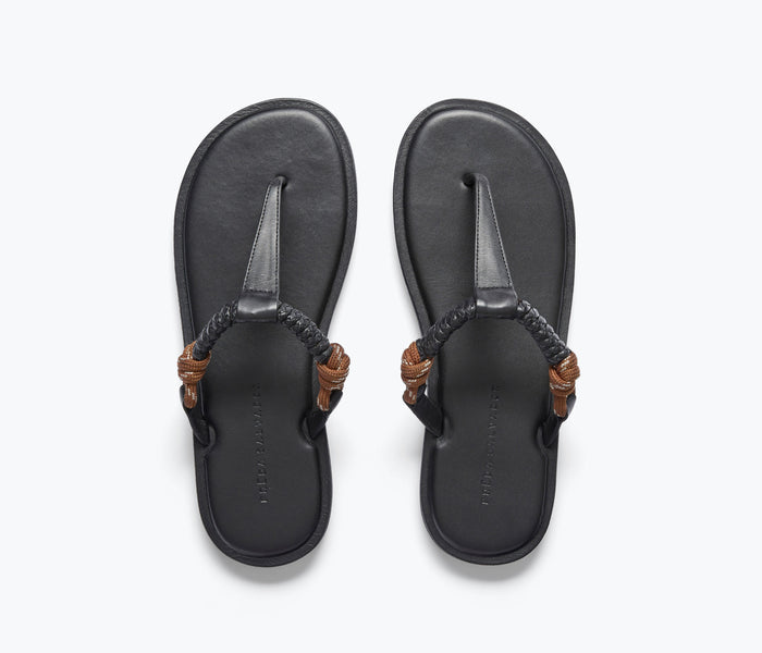 Freda Salvador Selah Rope Thong Sandal in chocolate with woven rope straps and flat sole, stylish and casual footwear.