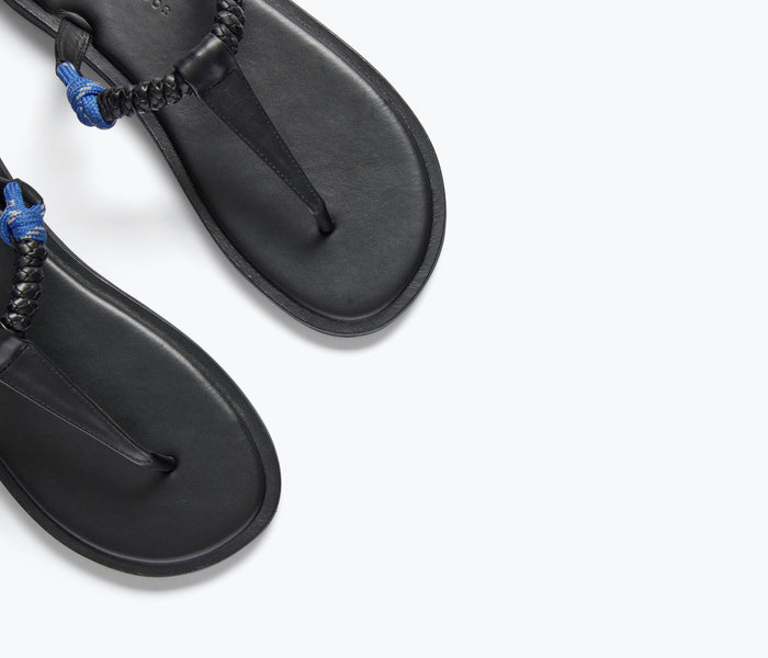 Freda Salvador Selah Rope Thong Sandal in cobalt with woven rope strap and sleek sole, stylish and comfortable for warm weather.