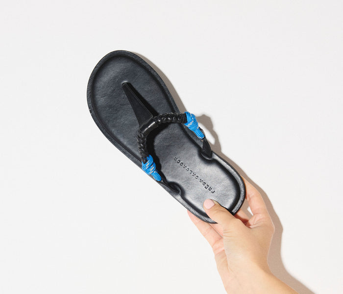 Freda Salvador Selah Rope Thong Sandal in chocolate with woven rope straps and flat sole, stylish and comfortable footwear.
