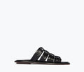 Black nappa leather Selena Cloud Mule sandal by Freda Salvador with a sleek front view and minimalist design.