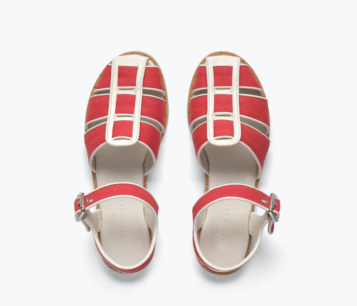 Freda Salvador Sera Fisherman Sandal in tan leather with woven strap design, showcasing a stylish and comfortable footwear option.