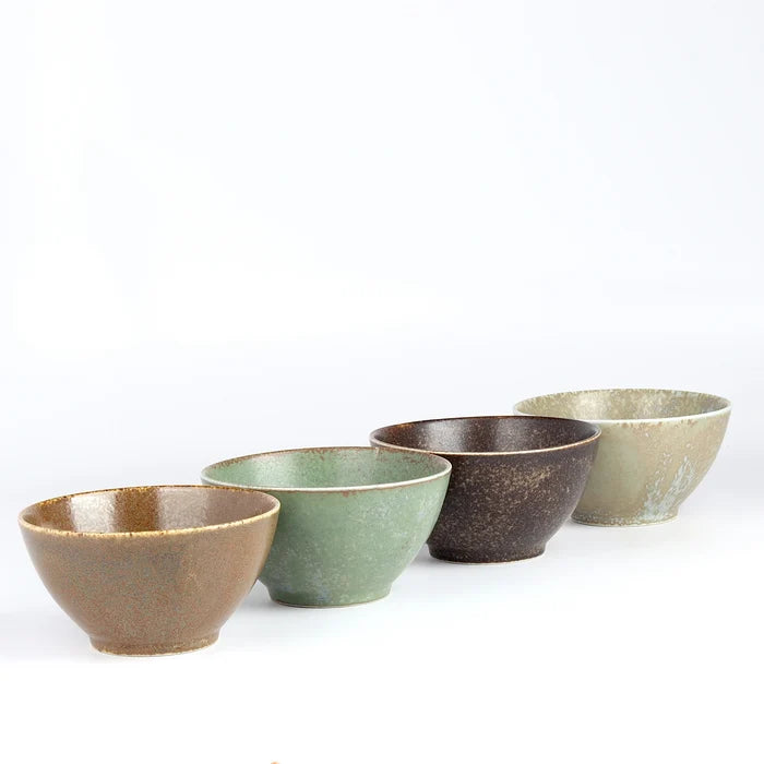 Set of four 4 japanese ceramic rice bowls.