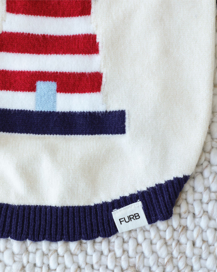 soft knit dog sweater with nautical theme, stylish and warm pet clothing for daily wear