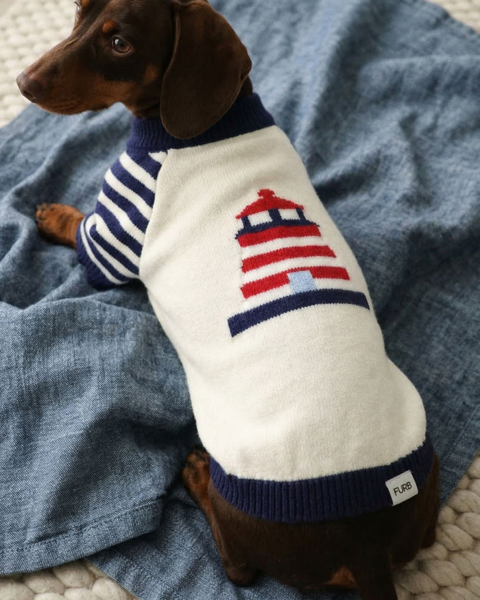 classic striped dog sweater with nautical design, soft knit clothing for cozy pet outfits