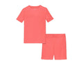 Front view of Primary Short Sleeve PJ Set - Strawberry. Available at www.tenlittle.com