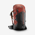 Red and gray backpack on a white background