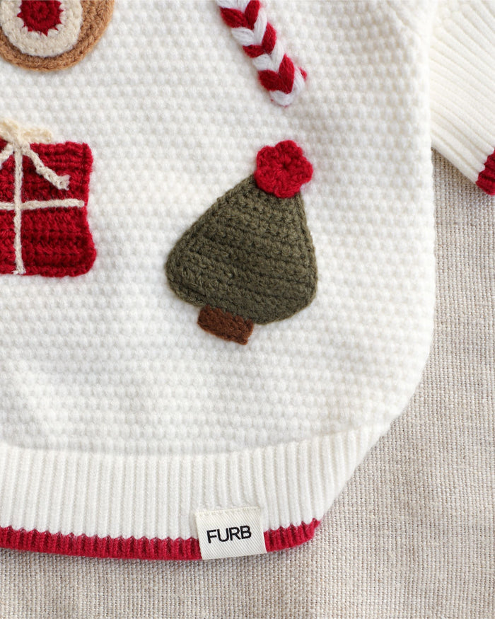 Sleigh All Day Christmas Dog Sweater, dog sweater for stylish dogs with crochet