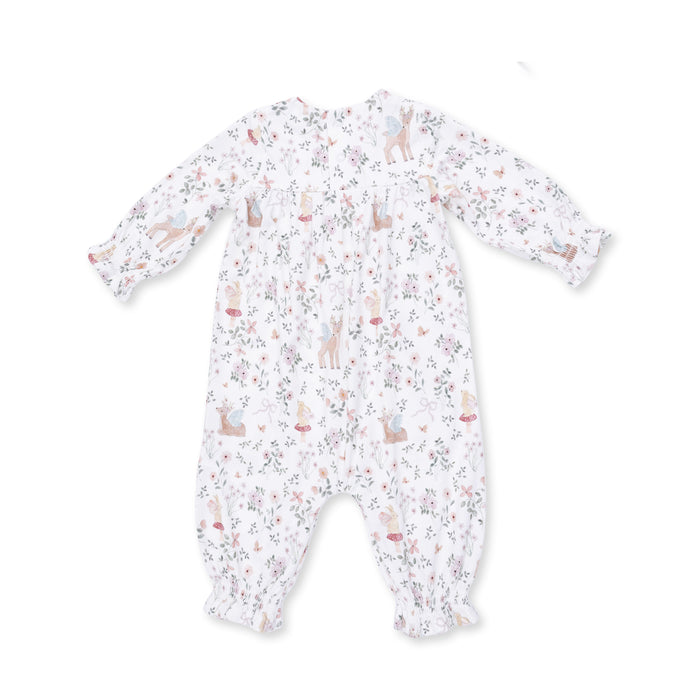 Smocked Long Sleeve Romper-Enchanted Woodland
