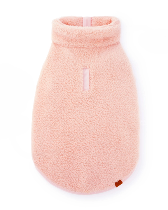 Cozy pink sherpa jacket for French Bulldogs, Cavaliers, and Boston Terriers. Perfect for chilly walks or lounging indoors.