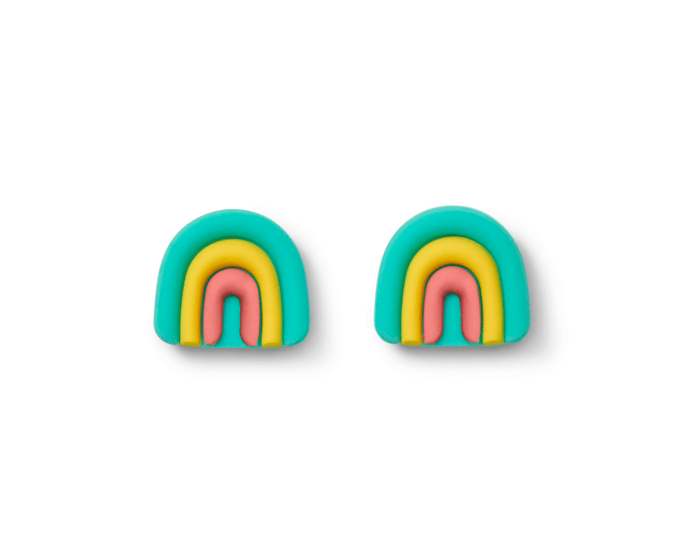 Front view of Ten Little Splash Sandal Charms - Rainbow. Available at www.tenlittle.com