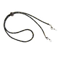 The Lucyd Sport Strap is a black and yellow braided glasses accessory featuring an adjustable croakie slider and metal clips on both ends for secure attachment to your eyeglass frames.