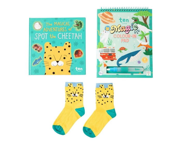 Front view of Ten Little Spot the Cheetah Bundle. Available at www.tenlittle.com