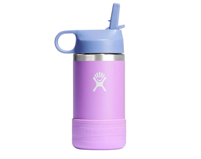 Side view of Hydro Flask Stainless Steel Straw Lid Water Bottle - 12oz - Purple. Available at www.tenlittle.com