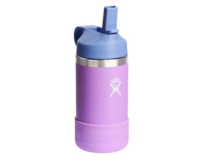 Front view of Hydro Flask Stainless Steel Straw Lid Water Bottle - 12oz - Purple. Available at www.tenlittle.com