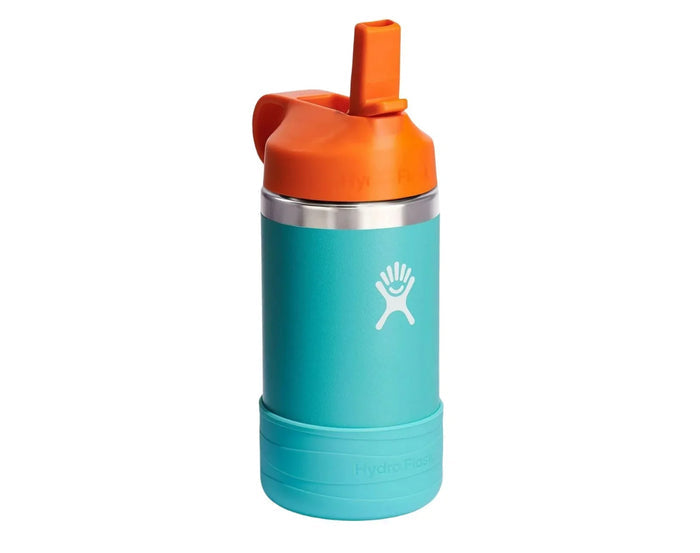 Front view of Hydro Flask Stainless Steel Straw Lid Water Bottle - 12oz - Turquoise. Available at www.tenlittle.com
