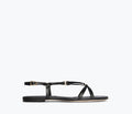 Black Stella sandal by Freda Salvador featuring calf leather straps and a stylish open-toe design.