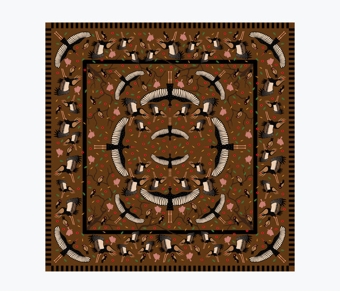Mur by Ayca Stork Silk Blend Bandana, stylish accessory with a stork print, perfect for adding a touch of elegance to your outfit.