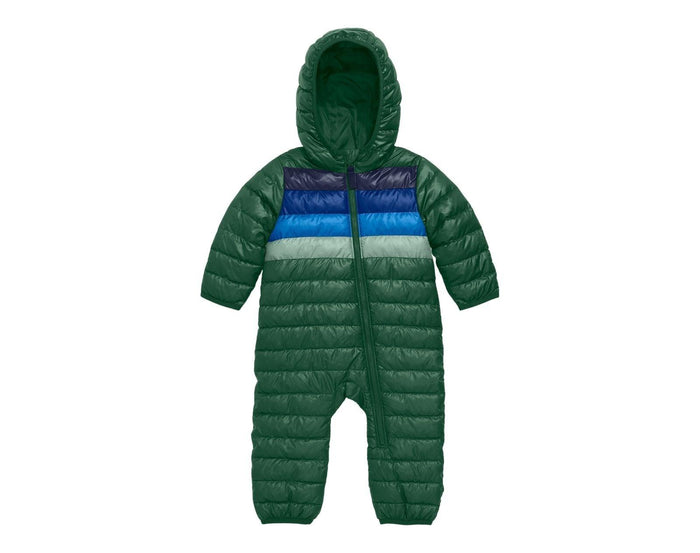 Primary - Striped Baby Lightweight Puffer Suit - Evergreen - Available at www.tenlittle.com